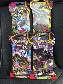 Pokemon TCG 4x Unique Art Sleeved Pitch Black Booster Pack- New & Sealed - Image 1