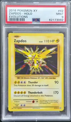 Pokemon TCG- Zapdos 42/108 Holo- 2016 Evolutions- PSA 9 Mint - Image 1