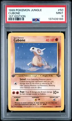 1999 POKEMON JUNGLE 1ST EDITION #50 CUBONE PSA 9 - Image 1