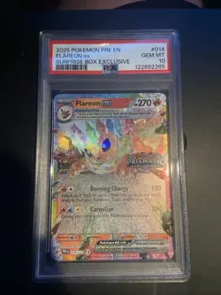 Pokemon Prismatic Evolutions Holo Flareon EX 014/131 PSA 10 Gem Mint - Image 1