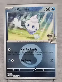 N's Vanillite 49/217 Water Energy Reverse Holo Card - Pokemon Ascended Heroes NM - Image 1