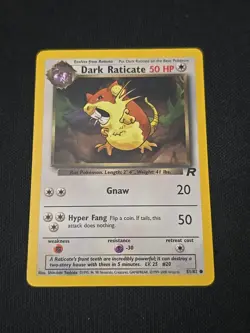 Dark Raticate 51/82 Team Rocket Regular Black Star Rare WOTC Pokemon TCG LP - Image 1