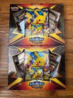 LOT OF 2 - Pokemon TCG - SW&SH Shining Fates Pikachu V Box Collection - Image 1