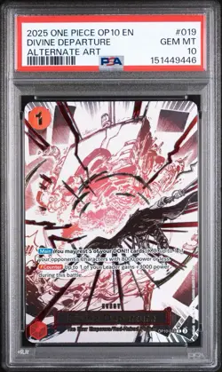 ONE PIECE DIVINE DEPARTURE 2025 OP10-ROYAL BLOOD #019 ALTERNATE ART PSA 10 - Image 1