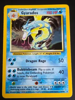 Pokemon Gyarados Holo Rare 6/102 Base Set WOTC 1999 Unlimited NM - Image 1