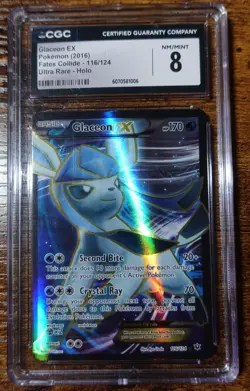 Glaceon EX 116/124 CGC 8 Missing Texture Error Misprint Fates Collide Pokemon ^ - Image 1