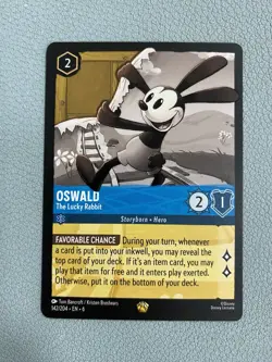 Disney Lorcana TCG Oswald the Lucky Rabbit Azurite Sea 142/204 Non-Foil Card - Image 1