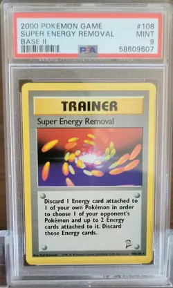PSA 9 MINT Super Energy Removal 108/130 RARE Base Set 2 Pokemon Card - Image 1