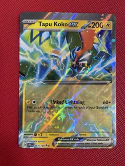 Tapu Koko ex 051/159 Sv09: Journey Together Holo Pokemon TCG ERROR OC MISCUT - Image 1