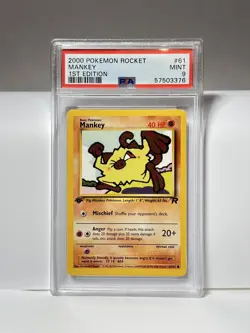Pokemon 2000 Team Rocket Mankey 1st Edition PSA 9 Mint #61/82 Graded WOTC TCG - Image 1