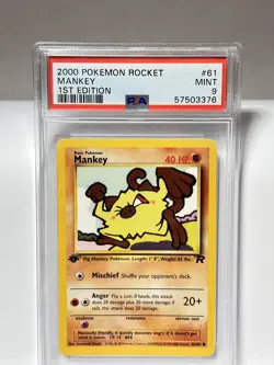 Pokemon 2000 Team Rocket Mankey 1st Edition PSA 9 Mint #61/82 Graded WOTC TCG - Image 3