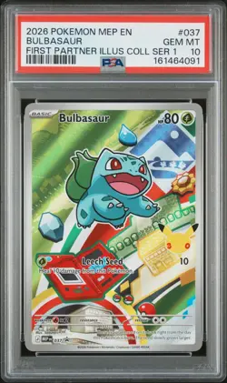 POKEMON FIRST PARTNER SERIES 1 BULBASAUR CHARMANDER SQUIRTLE - SEQUENTIAL PSA 10 - Image 3
