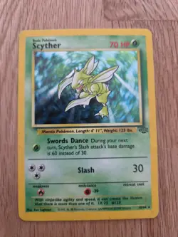 Pokemon TCG Scyther Holo Card 10/64 Jungle Set 1999 Moderately Played - Image 1