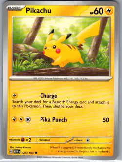 Pikachu 025/165 Non Holo SV: Scarlet & Violet 151 - Pokemon Card - NM - Image 1