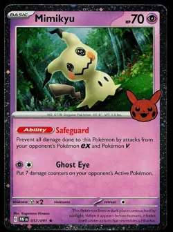 Pokemon Card Trick or Trade BOOster 2024 Mimikyu 037/091 Holo Holo Rare - Image 1