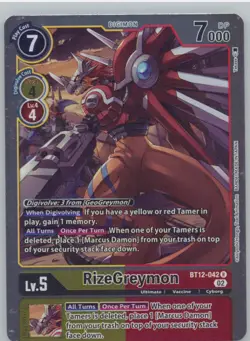 Digimon TCG RizeGreymon BT12-042 R Foil Across Time Pre-Release Cards NM - Image 1
