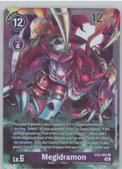 Digimon TCG Megidramon EX3-064 R Foil Revision Pack Cards NM - Image 1