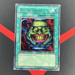 Yu-Gi-Oh! Pot of Greed LOB-119 1st Edition Rare Asian English MP VG - Image 1