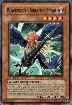 Blackwing - Bora The Spear - 1st Edition CRMS-EN009 COMMON YuGiOh TCG Card - Image 1