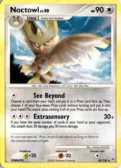 Noctowl 34/130 Diamond and Pearl Pokemon Card TCG - Image 1