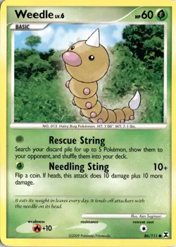 Weedle 86/111 Rising Rivals Pokemon Card TCG - Image 1