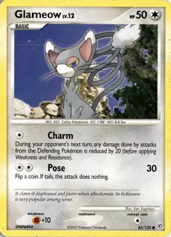 Glameow 83/130 Diamond and Pearl Pokemon Card TCG - Image 1