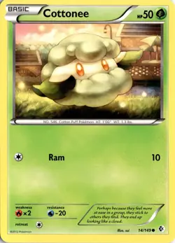 Cottonee 14/149 Boundaries Crossed Pokemon Card TCG - Image 1