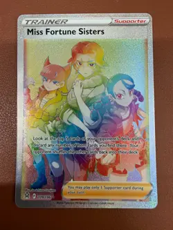 Miss Fortune Sisters - 209/196 SWSH Lost Origin Rainbow Holo Pokemon Card - NM/M - Image 1