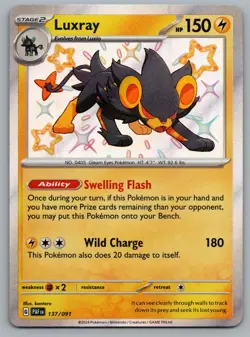 Luxray 137/091 Shiny Rare Paldean Fates Pokemon Holo Near Mint - Image 1