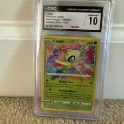 CGC 10 GEM MINT Celebi 009/185 Vivid Voltage Amazing Rare Holo Pokemon Card - Image 3
