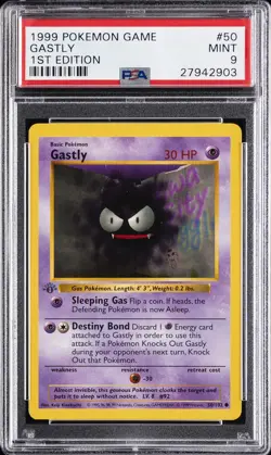 1999 POKEMON GAME 1ST EDITION #50 GASTLY PSA 9 - Image 1