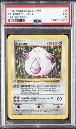 1999 POKEMON BASE SET 1ST EDITION #3 CHANSEY-HOLO PSA 5 - Image 1