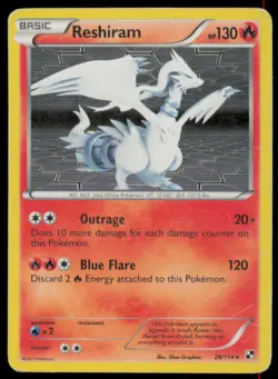 Reshiram 26/114 Holo Rare Black & White Pokemon Holo Heavily Played - Image 1