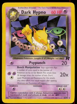 Dark Hypno 26/82 Rare Team Rocket Pokemon Unlimited Heavily Played - Image 1