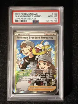 PSA 10 Pokemon Breeder's Nurturing #188 Darkness Ablaze 188/189 Full Art 2020 - Image 1
