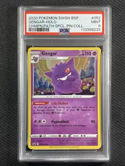 Pokemon Cards PSA 9 Mint Gengar Holo Champions Path Pin Collection Promo #052 - Image 1