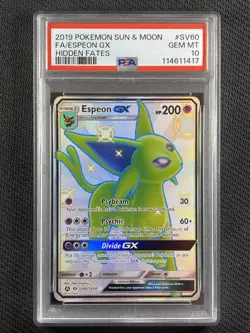 Pokemon Cards PSA 10 Gem MT Espeon GX Full Art Hidden Fates S&M SV60/SV94 - Image 1