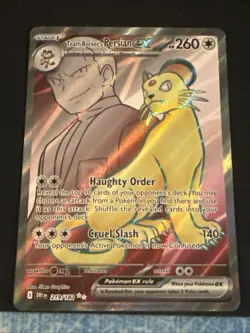 Pokemon TCG Destined Rivals Team Rocket's Persian Ex 219/182 Ultra Rare Full Art - Image 1