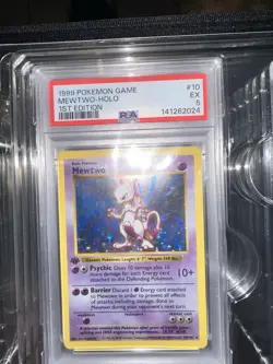 1999 POKEMON GAME 1ST EDITION #10 MEWTWO-HOLO PSA 5 - Image 1