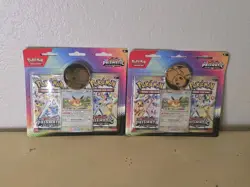 Pokemon Prismatic Evolutions 2-Pack Blister w/ 2025 Eevee Promo Card (LOT OF 2) - Image 1