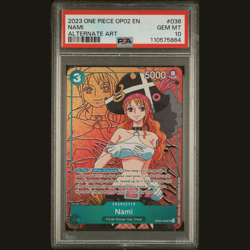 2023 ONE PIECE OP02-PARAMOUNT WAR #036 NAMI ALTERNATE ART PSA 10 - Image 1