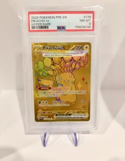 2025 Pokemon Prismatic Evolutions Pikachu ex 179/131 Hyper Rare PSA 8 - Image 1