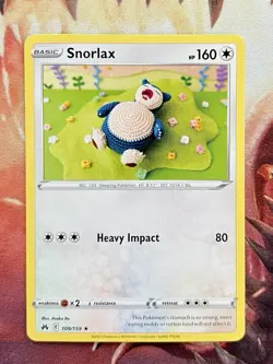 Snorlax 109/159 Rare Crown Zenith Pokemon Card Near Mint Yarn Knit 🧶 - Image 1