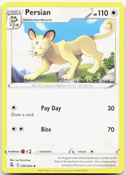 PERSIAN 200/264 Pokemon Card Fusion Strike Near Mint - Image 1