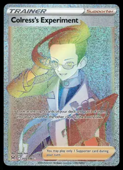 Pokemon Cards Colress's Experiment 205/196 Lost Origin Rainbow Rare NM - Image 1
