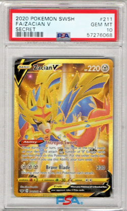 2020 Pokemon Sword & Shield Base Set ZACIAN V Secret Rare #211 PSA 10 Gem Mint - Image 1