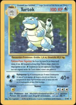 1999 Pokemon GERMAN Unlimited Base Set Turtok-Blastoise Holo 2/102 VG - Image 1