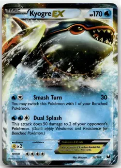Kyogre EX 26/108 Holo EX Rare Dark Explorers Pokemon Near Mint - Image 1