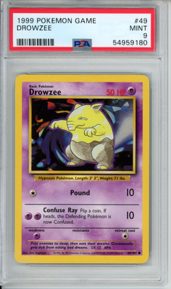 1999 Pokemon Base Set Game Drowzee #49 PSA 9 MINT - Image 1