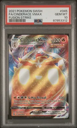 PSA 10 2021 Pokemon SWSH FA/ Cinderace Vmax Fusion Strike #045 - Image 1